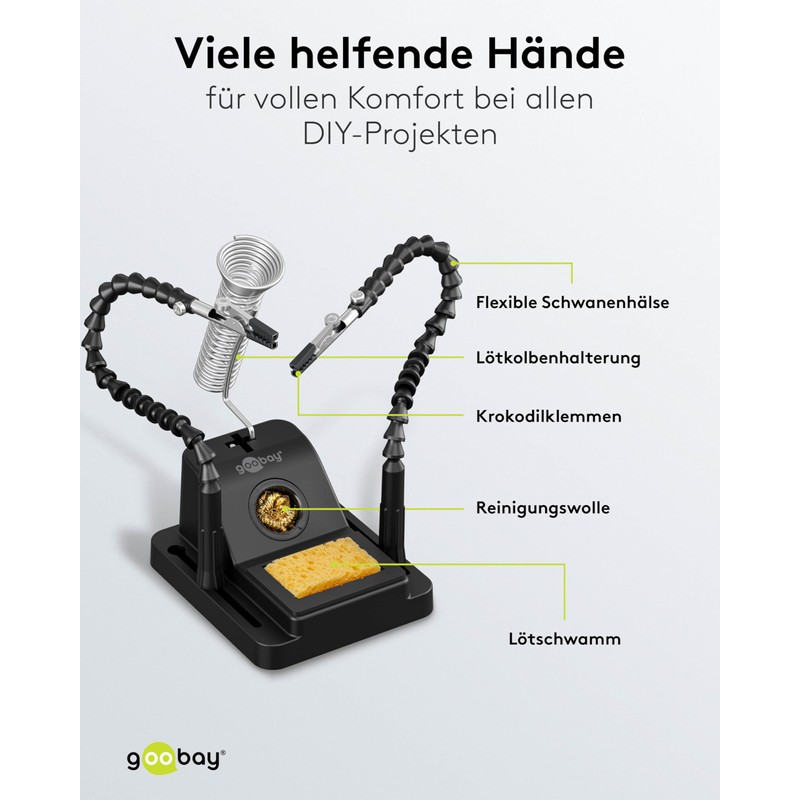 goobay Soldering Aid Third Hand - Helper for Soldering Work,