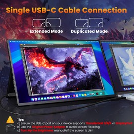 Upperizon Portable Gaming Monitor 16 Inch QHD 2.5K 2560X1600 16:10 120 Hz Free-Sync 100% sRGB 10 Bit 400 Nits Travel Screen for MacBook, Laptop, PC, Game Consoles, VESA Compatible, with Cover