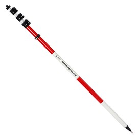 AdirPro 4.6 M Fiberglass Prism Pole with Dual Graduations - Metric and Feet Graduations with Quick Release Clamp & 40-Minute Bubble Vial Ideal for GPS, Robotic & Total Station Surveys