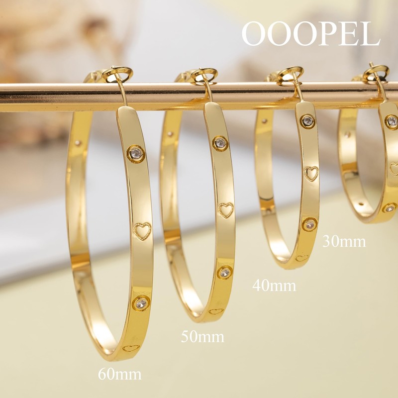 OOOPEL Gold Hoops Earrings for Women Hypoallergenic Sterling Silver Hoop