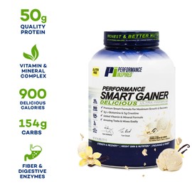 Performance Inspired Nutrition Smart Mass Gainer – 50G Protein, 900 Calories, Creatine, L-Glutamine & Digestive Enzymes – Muscle Growth & Recovery – Vanilla Bean Ice Cream – 6 lb