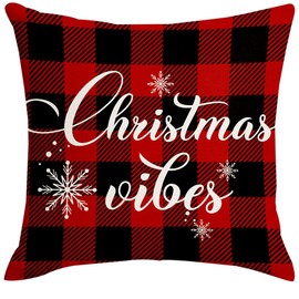 Artmag 20x20 Christmas Pillow Covers, Decorative Farmhouse Christmas Vibes Believe Buffalo Plaid Christmas Outdoor Pillow Shams Cases Slipcovers Set of 4 for Couch Sofa
