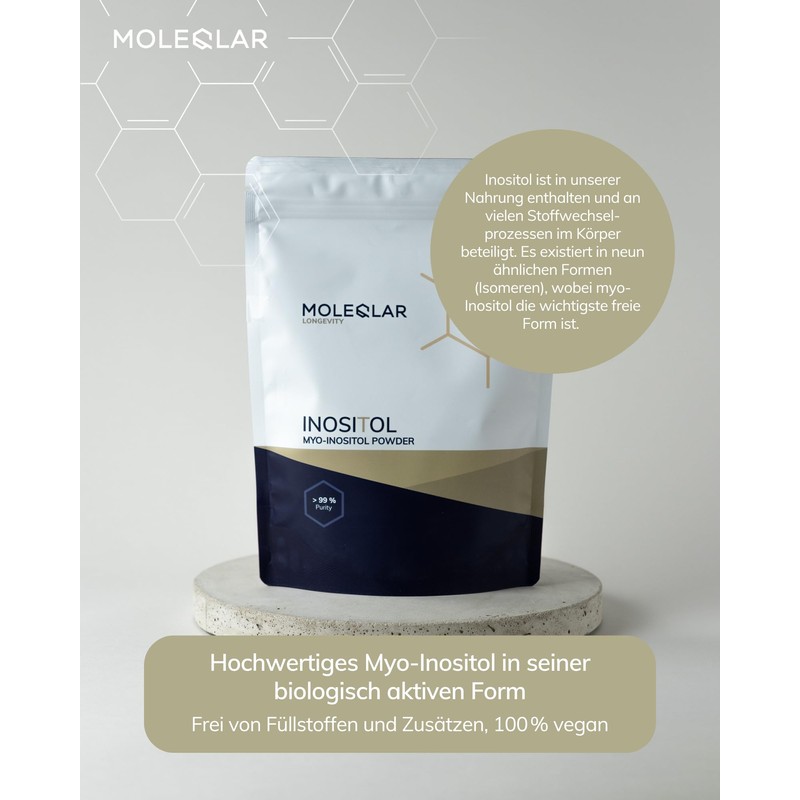 MoleQlar Myo-Inositol Powder 300 g - Certified and Pure Inositol