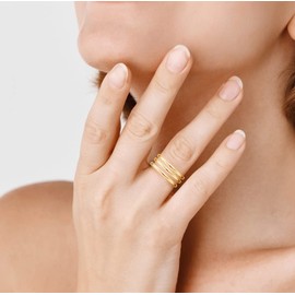 SILVERLINE JEWELRY 2mm Stainless Steel Comfort Fit Unisex Wedding Engagement Band Stacking Ring Set of 3 Rings/Gold, Size 6.5