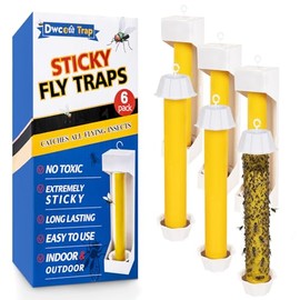 Sticky Fly Traps Indoors & Outdoor 6pk, Fly Stick Catcher Strips for Gnats, House Flying Insect, Super Sticky Hanging Fly Trap Paper Tape Indoor Outdoor