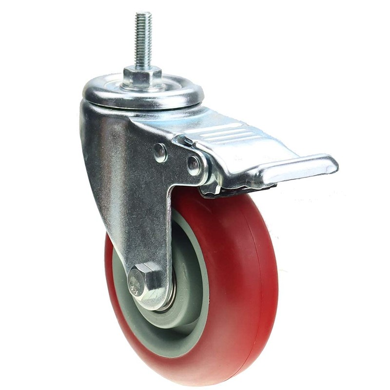 Heavy Duty Stem Caster Wheels Double Bearing PU Castors No