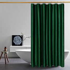 HYAWGE Dark Green Velvet Shower Curtains for Bathroom, Extra Long 84inch Shower Curtains with Hooks Luxury 260 GSM Heavy Duty Fabric Thicken, Washable, Waterproof for Hotels,Showers 72x84in