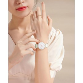 CIVO Ladies Watches Leather Strap: Simple Easy Read Ladies Analogue Watch - Stylish White Watches for Women