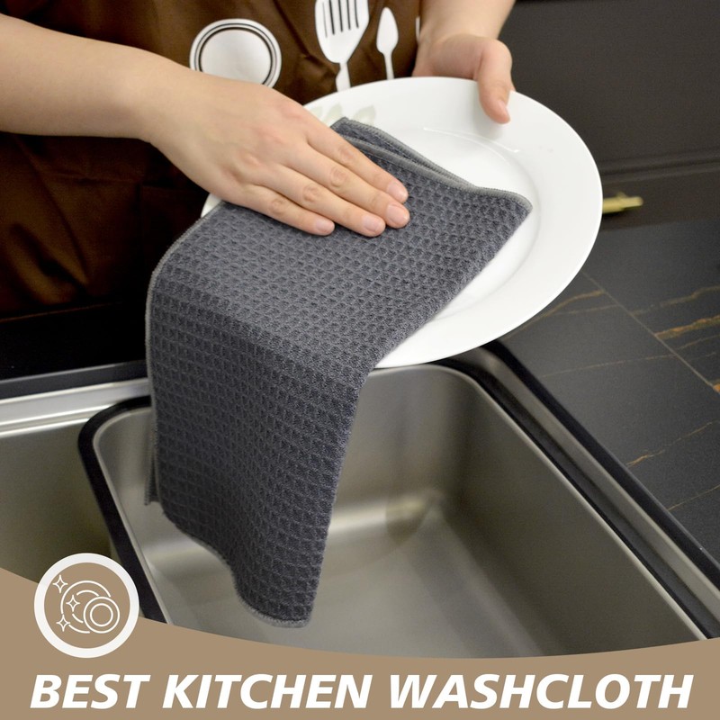 SINLAND Microfibre Cloth Dish Cloth Waffle Towels Dish Cloth Reusable