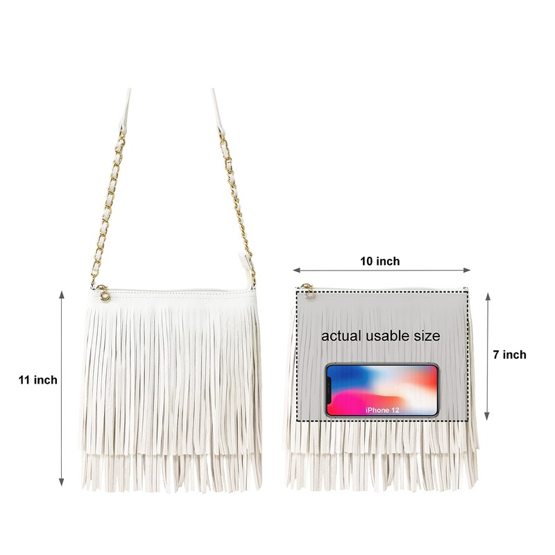 Solene Fringe Crossbody Shoulder Bag with Strap, Tassel Messenger bag,