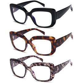 DUMOK Trendy Oversized Reading Glasses for Women Blue Light Blocking Computer Readers Anti Eyestrain LHJ202-2.50
