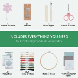 RUIJINC 3 Beginner Embroidery Kits, Easy Stitch Embroidery Kits, Adult Beginner Embroidery Kits, Children's Embroidery Kits, Very Meaningful Gifts