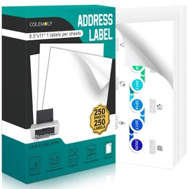 8.5x11 Inch Premium Address Labels - 250 Sheets for Inkjet/Laser Printers Matte White 250 Blank Labels Sticker Paper for Mailing, Shipping, and Organizing