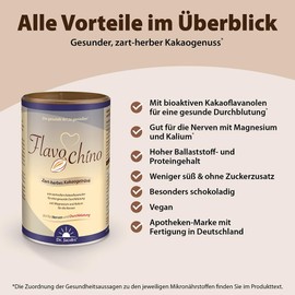 Dr. Jacob's Flavochino 450 g tin, delicately tart cocoa drink, with cocoa flavanols for healthy blood circulation, with minerals for nerves and blood pressure, no added sugar