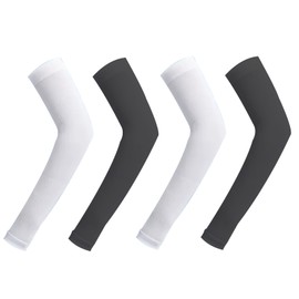 FunnAura 4PCS Compression Arm Sleeves, Sleeve to Cover Arms, Breathable Anti UV for Volleyball, Cycling, Basketball (Black, White)