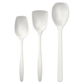 Rosti Classic Cooking Spoon Set, 3 Pieces, High-Quality Kitchen Utensil Set with 2 Cooking Spoons and 1 Baking Spoon, Made of Plastic, Heat Resistant, Shatterproof, Dishwasher Safe, White