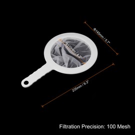 PATIKIL 235 x 145mm Food Filter Strainer 100 Mesh Kitchen Mesh Filter Strainer Fine Mesh Sieve with Handle for Filter Juice Coffee Soy Milk White