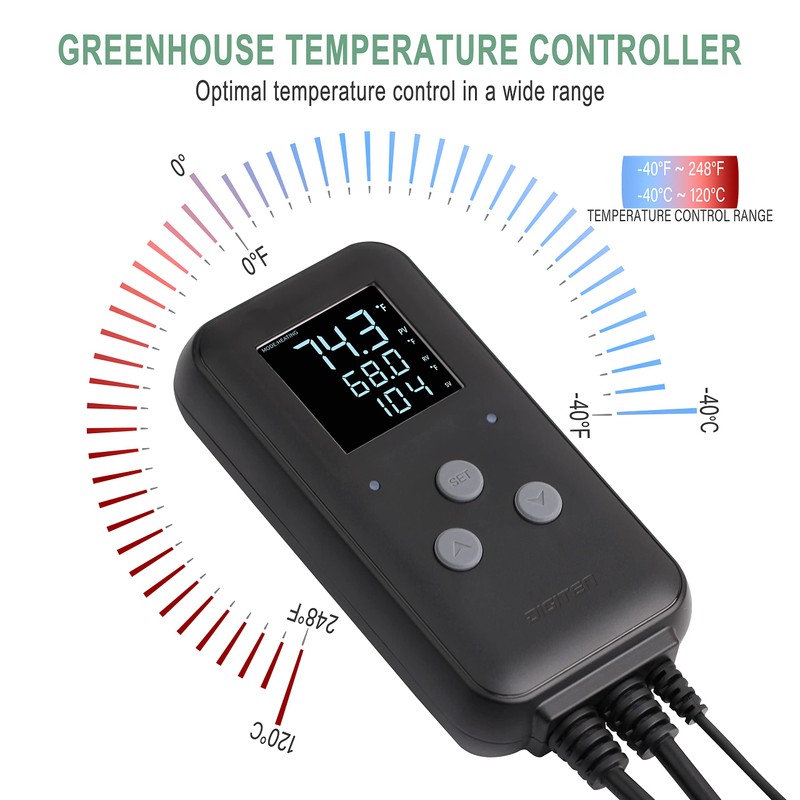 Digital Temperature Controller Simple Stage Thermostat Outlet Heating & Cooling