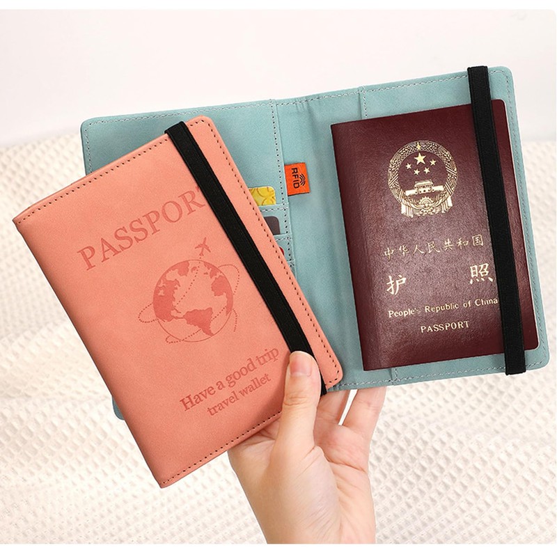JIEOU Passport Holder Cover Case, PU Leather Passport Protector, Travel