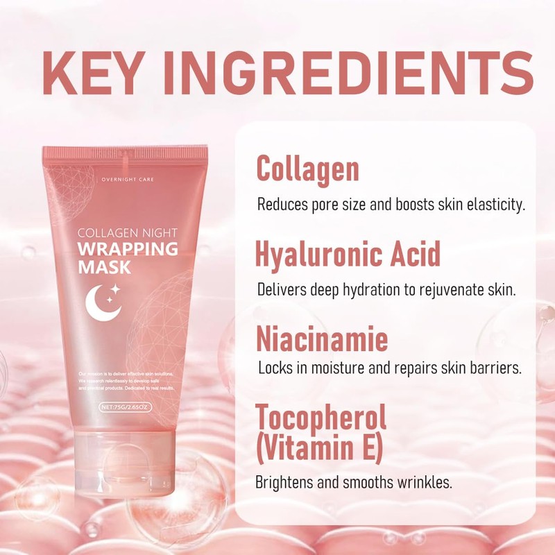 Collagen Night Wrapping Mask, Collagen Mask Face Overnight, Overnight Wrapping