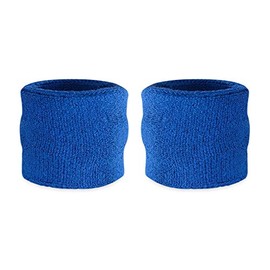 Suddora Kids Wrist Sweatbands - Athletic Cotton Terry Cloth Sports Wristbands for Kids (Pair) (Blue)