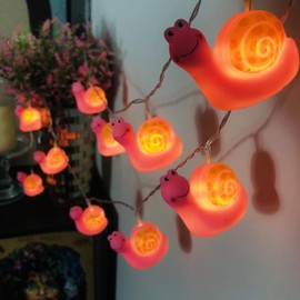 Cute Animal Snail Night Lights Snails String Lights 5.4FT 10 LED Battery Operated Bedroom Fairy Lights for Children Bedroom Home Holiday Decortion (Snails, 1.65m/10LED)