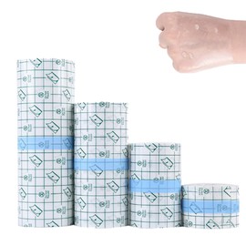 Transparent PU Film Breathable Moxibustion Patch Reinforced Waterproof Dressing Tape, Medical Comfort Soft, Grid Paper Design,Suitable for Swimming,Tattoo Protection (4"x5.4yd)