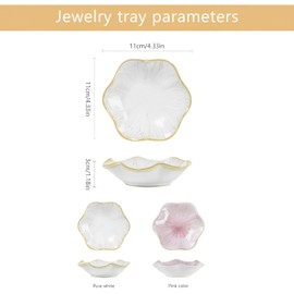 CHENKEE Ceramic Trinket Dish, 2 Piece Ceramic Jewellery Tray,Decorative Jewellery Dish Trinket Tray, for Entryway Table Nightstand Decor,Christmas, Thanksgiving,Gifts for Women(Pink,White)