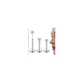 Diamday G23 Titanium Nose Piercing Helix Piercings 16G 18G 20G Tragus Conch Labret Piercing Lip Piercing Hypoallergenic Piercing Ear Gold Silver Nose Piercing Stud for Men and Women Pack of 3