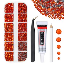 qiipii Red Zircon Crystal Resin Rhinestones w B7000 Jewelry Glue for Bedazzling Crafting Red Orange Flatback Stones 2mm 3mm 4mm 5mm 6mm Diamonds Crystals Gems for Nails Face Makeup Tumblers DIY Crafts