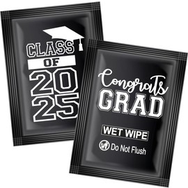 Class of 2025 Wet Wipes Individually Wrapped - Moist Towelettes for Congrads Grad Party Supplies 2025- Pack of 25