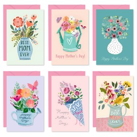 24 Pcs Happy Mother's Day Greeting Cards Floral Blank Note Cards With Pink Envelopes Mother'S Day Present Gift Box Assorted Cards For Party Celebration -4X6