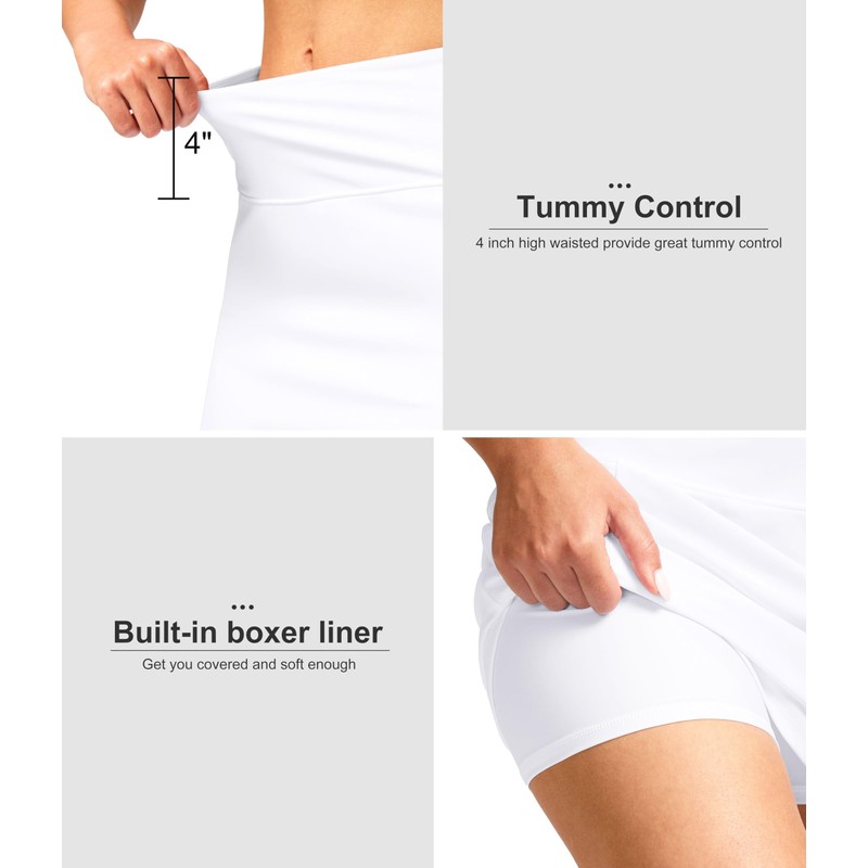 SANTINY Women's 17'' Long Swim Skirt with Pockets High Waisted