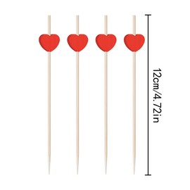 WELANE Fruit Sticks, 100 PCS Red Heart Cocktail Picks for Party Birthday Wedding Supplies (12cm)