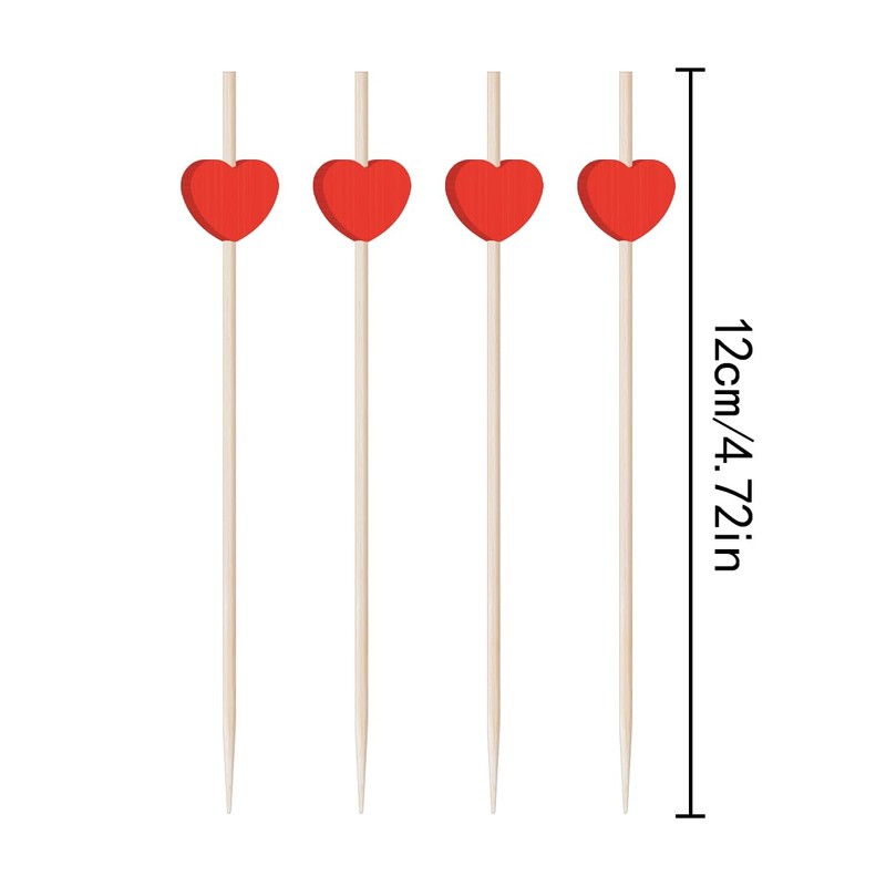 WELANE Fruit Sticks, 100 PCS Red Heart Cocktail Picks for