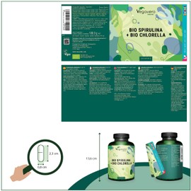 Vegavero Vegavero Organic Spirulina and Chlorella Capsules High Strength | 2000 mg Per Serving | 240 Capsules | NO Additives | Pure Powder | Vegan