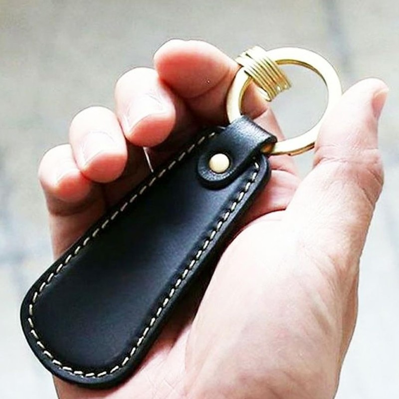 Polcolosso Shoehorn Key Ring, Original Tochigi Leather, Made in Japan,