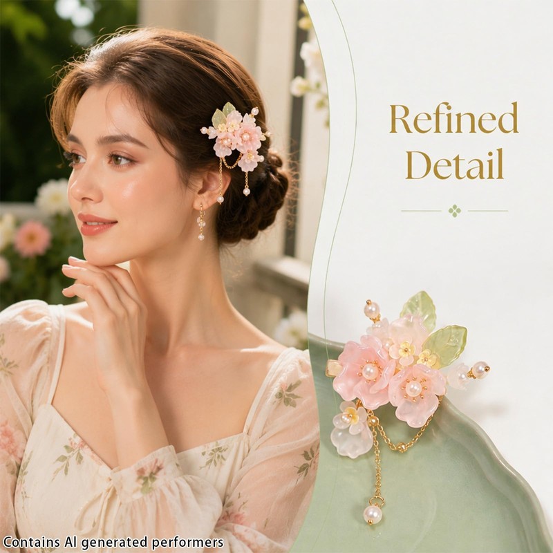 1 Pair Chinese Hair Clips For Women Pink
