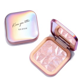 ELESSY Highlighter Paleta de maquiagem iluminador facial de longa duração em pó paleta de destaques brilhante terno todos os tons de pele - RAINBOW GLOW