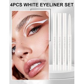 Jutqut 4PCS White Eyeliner Pencil, Eye Liner Pencils, Waterproof Eyeliner Pencil & Smudge Proof Long-lasting, Eye Shadow Pencil, High-Pigmented Colorful Eye Liner Pencils, Retractable Eyeliner