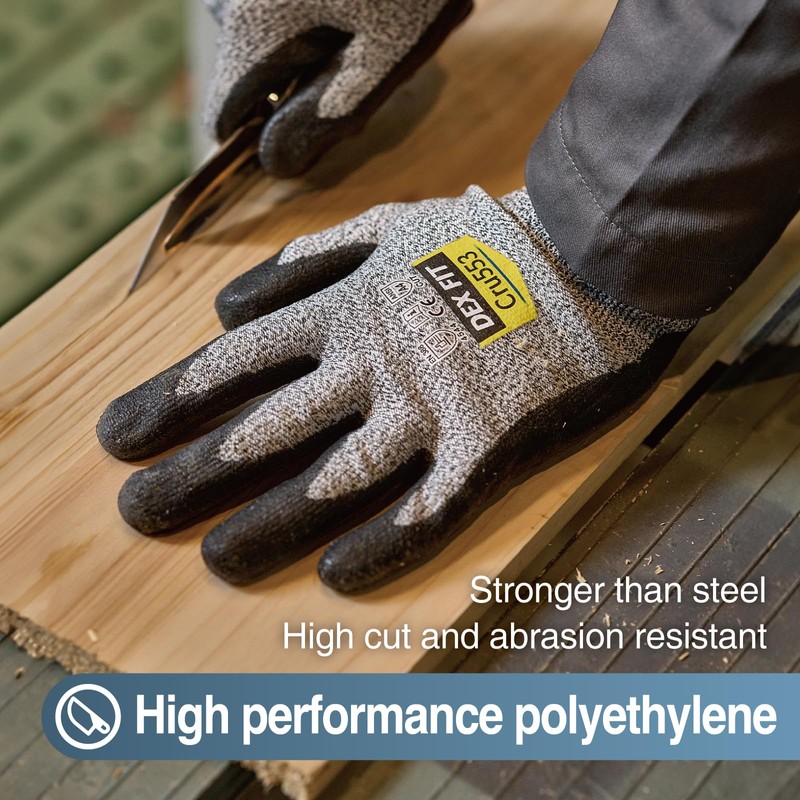 DEX FIT Cut Resistant Gloves Cru553 - Level 5 Protection,