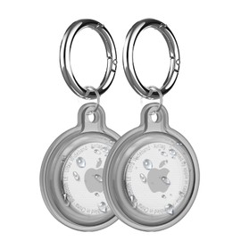 AXFEE 2 Pack 360° Protective Case for AirTag, Waterproof TPU AirTag Holder Case, Shockproof Anti-Scratch Case with Keyring and Metal Catabiner, Air Tag Holder Protective Cover for Kids, Key, Bag