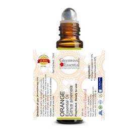 Greenwood Essential Orange Essential Oil (Citrus sinensis) Pre Diluted Ready to Use Roll-on Blend for Aromatherapy and Topical Skin Application for Kids and Adults 10ml (0.33 oz)