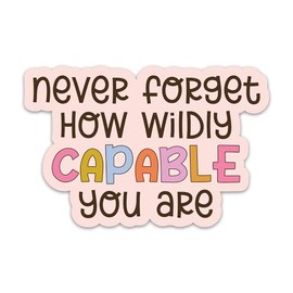 (3PCs) Never Forget How Wildly Capable You are Sticker Inspirational Quote Sticker Motivational Positive Affirmation Waterproof Vinyl Stickers for Laptop Water Bottle Gifts for Adults Kids 3x2 Inches