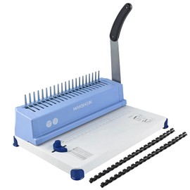 Comb Binding Machine, 21-Hole, 450 Sheets Capacity, Punch up to 12 Sheets, Punch Comb Binder Machines for Letter Size A5/A4 Paper with 100pcs 1/4" Binding Spines