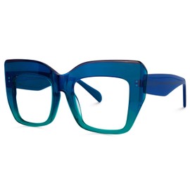 Zeelool Stylish Thick Cat Eye Blue Light Blocking Glasses for Women Charmaine ZOA01901-03 Blue-Green