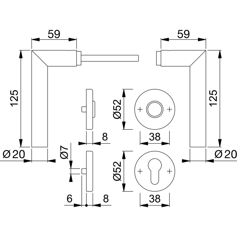 HOPPE Amsterdam 3286420 Handle Set with Rosettes PZ (Profile Cylinder),