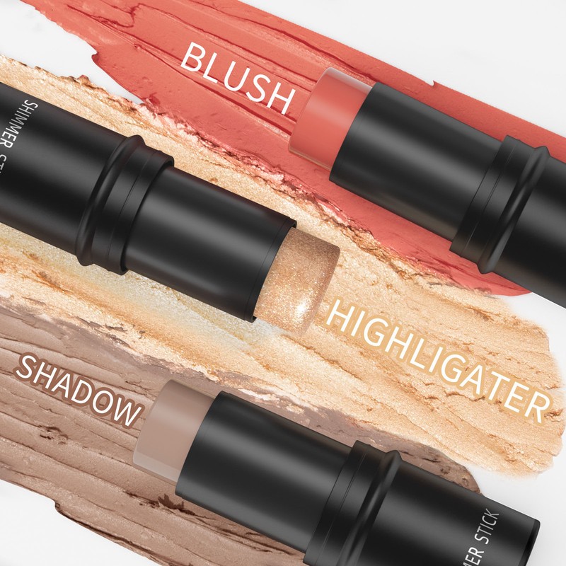 3pcs Highlight Blush Contour Stick Professional Cream Blush Stick for