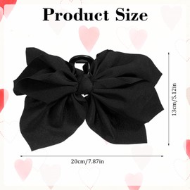 Heclia 2PCS Bow Claw Clips, Satin Cloth Bow Hair Clips Women Cute Butterfly Styling Hair Large Clip for Thick Thin Hairs, Black and White Butterfly Hairs Accessories Kawaii Girly Hairwear