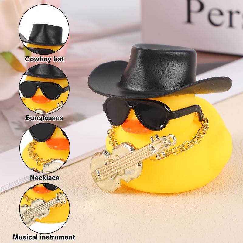 BOXOB Cool Duck Car Dashboard Decoration, Yellow Ducks with Sunglasses